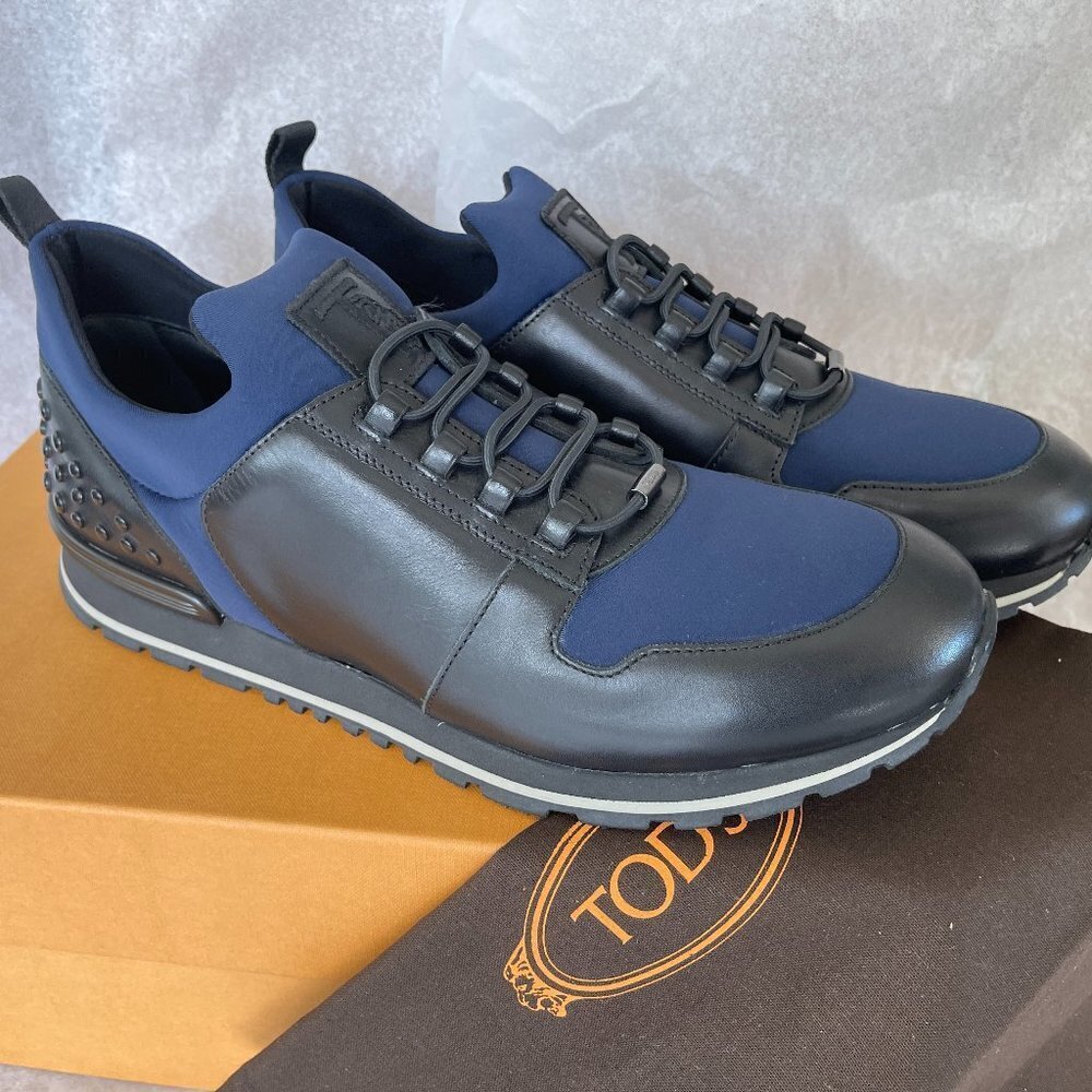 Tods Italy Scuba Matt XH Running Shoes HQ9, Blue with Black leather, 7.5‎